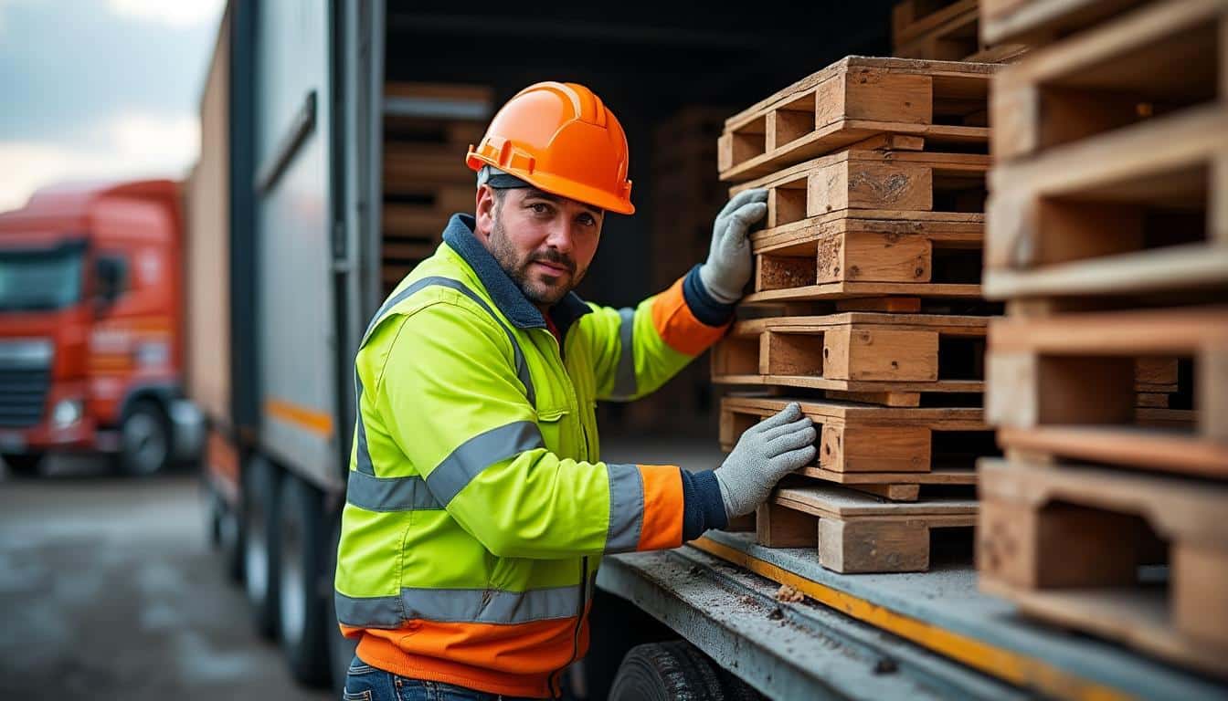 Comment sécuriser le chargement de palettes sur un camion de chantier ?